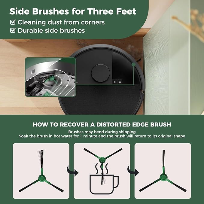 24 Pcs Accessories Kit for iRobot Roomba Plus 405 Combo/505 Combo Robot Vacuum Cleaner, Replacement Parts Include 1 Main Brush, 6 Dust Bags, 6 Mop Pads, 4 Filters, 6 Side Brushes and 1 Cleaning Brush