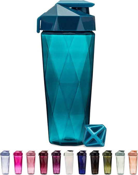Classic 28oz Blender Shaker Bottle | Protein Shaker Bottle with Diamond Agitator | Shaker Cup with Carrying Handle and Dishwasher Safe | Teal - 28-Ounces