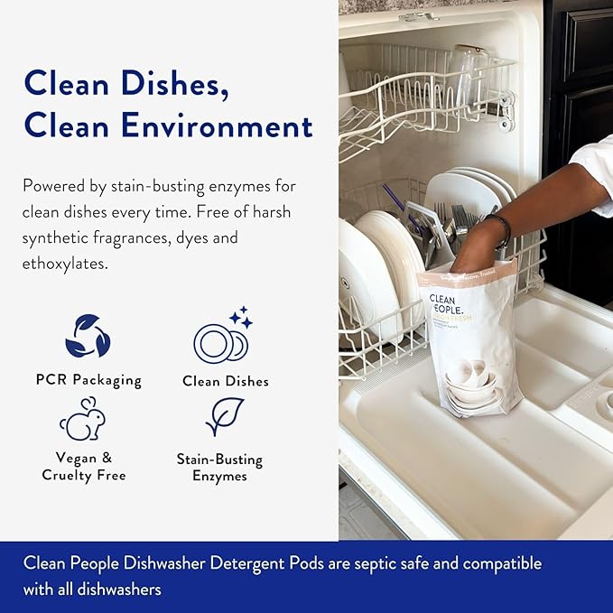 The Clean People Dishwasher Detergent Pods | Cuts Grease and Rinses Sparkling Clean | Residue-Free | Lavender, 60 Pack
