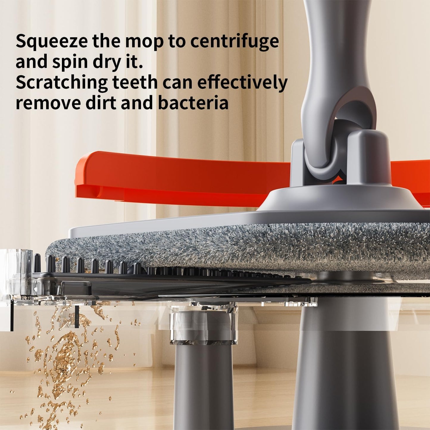 Spin Mop and Bucket Set with Separate Dirty and Clean Water,360° Self Cleaning Mop and Bucket System with Widened Foldable Handle,2 Replaceable Mop Pads,Square Mops for Floor Tile Marble Wall Cleaning