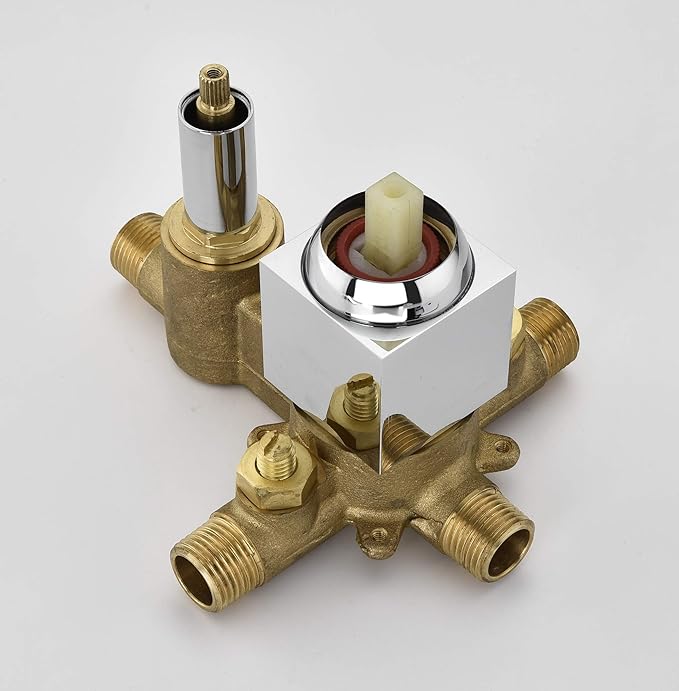 Shower Trim Kit with Valve, Shower System Includes 8 Inches Rain Shower Head With Handheld, Solid Brass Pressure Balance Valve, Chrome Finish