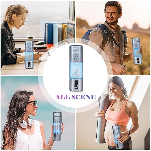 Hydrogen Water Bottle，SPE/PEM Electrolysis Technology, 6000ppb, Food Grade PC, Exhaust Pressure Relief Hole, LED Touch Screen, Suitable for Daily Hydration, Hydrogen Water Bottle Generator