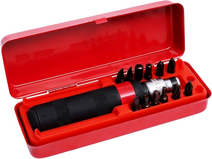 1/2" Hand Manual Reversible Impact Driver Set Extractor-12 PCS Impact Screwdriver S2 Steel Much More Durable Disengage Rusted Fasteners (3/8short impact screwdriver)