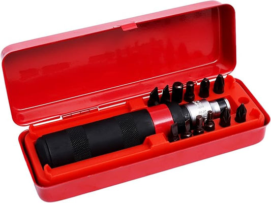 1/2" Hand Manual Reversible Impact Driver Set Extractor-12 PCS Impact Screwdriver S2 Steel Much More Durable Disengage Rusted Fasteners (3/8short impact screwdriver)