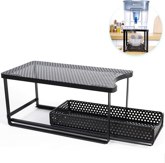 Water Dispenser Stand for Countertop-Metal Black Water Filter Stand,with Drawers Suitable,Compatible with Brita Water Pitcher and Zerowater Pitcher 14.5"x7.7"x6.9"