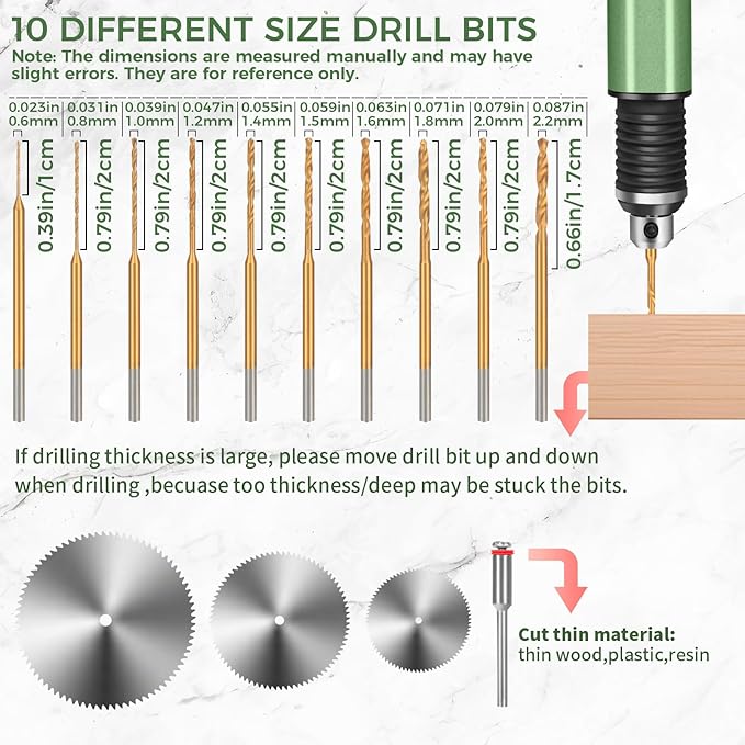 3-Speed Cordless Mini Drill Pen, Rechargeable DIY Electric Hand Drill with 10 Small Drill Bits for Jewelry Making Stone Plastic Resin Keychains-Beginner Friendly (Olive Green)