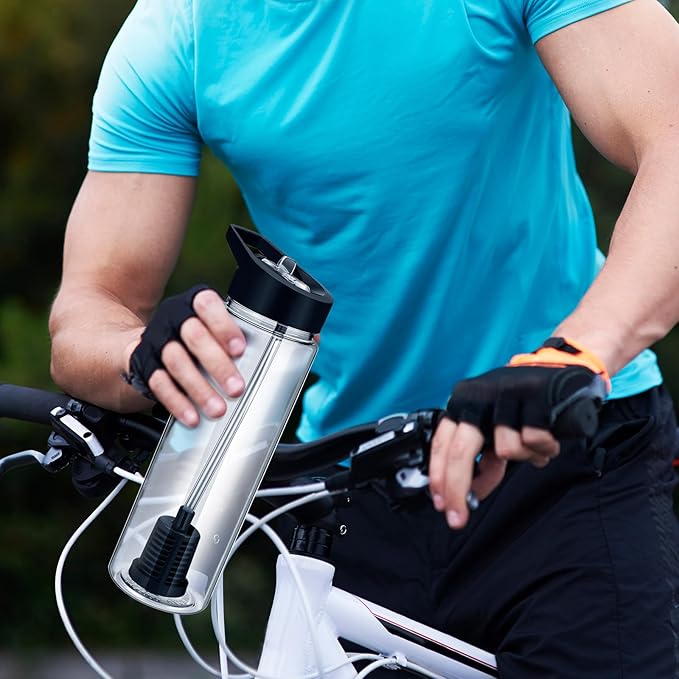 4 Pack Filtered Water Bottle Sports 24 oz Classic Water Bottle with Filter Portable Reusable Plastic Camping Hiking Water Filters with Straw for Travel Survival Backpacking Emergency