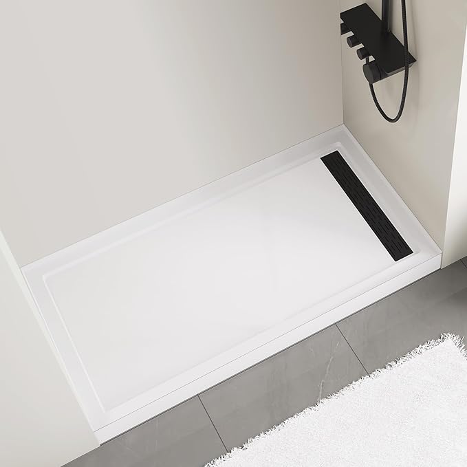 MORVANO 32 x 60 Shower Base with Right Drain and Removable Stainless Cover,Shower Pan Kit Non-Slip in White,Acrylic Shower Base for Bathroom