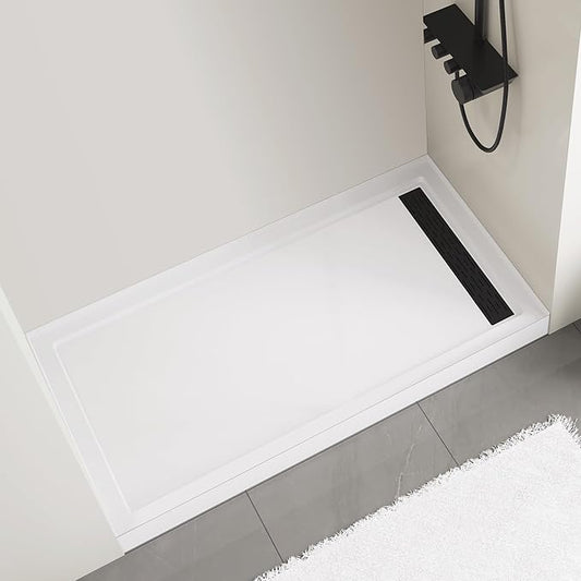 MORVANO 32 x 60 Shower Base with Right Drain and Removable Stainless Cover,Shower Pan Kit Non-Slip in White,Acrylic Shower Base for Bathroom