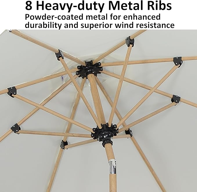 PURPLE LEAF 4' x 6' Market Umbrella Patio Umbrella Outdoor Table Umbrella Aluminum with Push Button Tilt & 8 Sturdy Ribs and Crank Rectangular Outdoor Umbrellas for Pool Backyard Beach, Cream