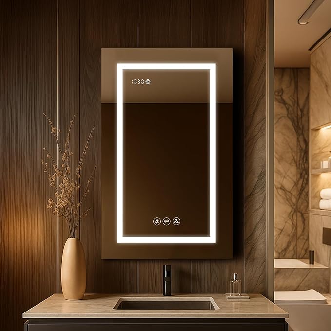 Blossom LED Medicine Cabinet with Mirror, 20x32 In | Lighted Bathroom Mirror Medicine Cabinet with Defogger | Recessed or Surface 3X Makeup Mirror, 3 Color Dimmer, Outlets & USB | A2(M)-20-Right Hinge