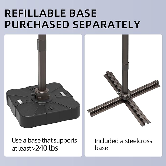 10x13FT Cantilever Outdoor Patio Umbrellas, Double Top Large Rectangle Umbrella, Heavy Duty 360° Rotation Offset Outdoor Sun Shade Umbrella for Garden Deck Pool Backyard, Navy Blue