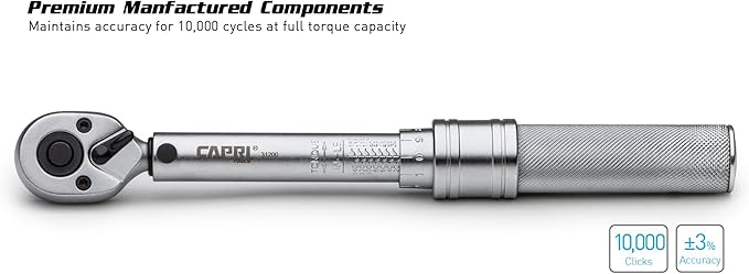 Capri Tools 31200 30-150 Inch Pound Industrial Torque Wrench, 1 4" Drive, Matte Chrome