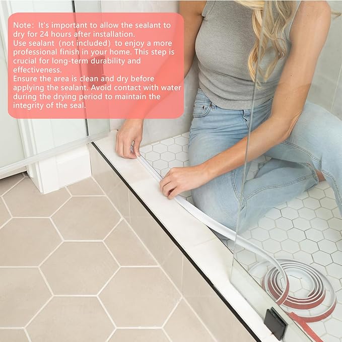 3CM Shower Threshold Water Dam 6.56FT Splash Guard for Shower Bathroom Sink Splash Guard Self Adhesive Dry and Wet Separation for Bathroom Bathtubs Sinks and Countertop Floor& Kitchen