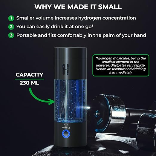 H2-Pro Hydrogen Water Bottle Generator with Latest SPE-PEM Technology (Onyx Black)