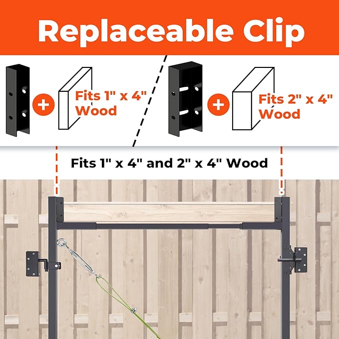 Heavy Duty Fence Gate Kit 36"-72" Adjustable DIY Wood Gate Building Kit, Fits 1"x4" & 2"x4" Wood for 4-5 ft Gates