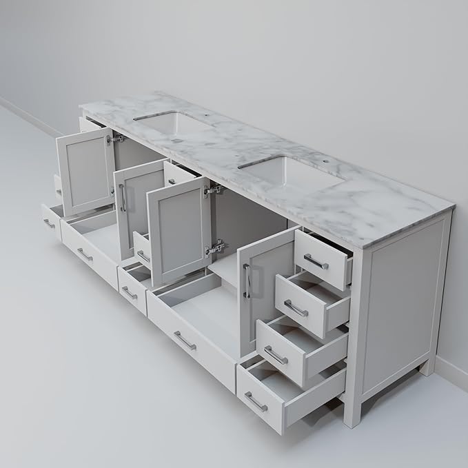 Big Sur 84 in. W x 22 in. D White Double Bath Vanity and Carrara Marble Top