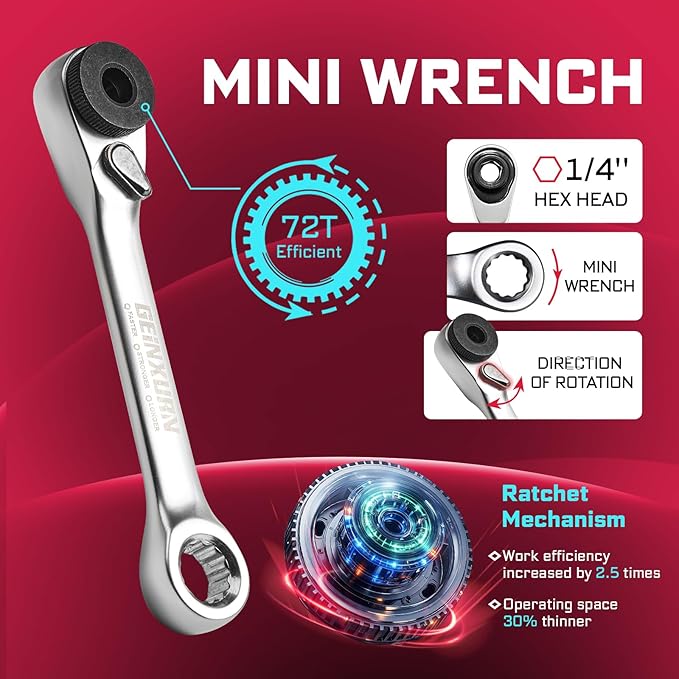 42Pieces Impact Screwdriver Bit & Socket Set with Mini Ratcheting Wrench, 30Pcs Impact S2 Screwdriver Bits Set, 5Pcs SAE & Metric Sockets and 2-In-1 Bit Extension Holder Repair Tools