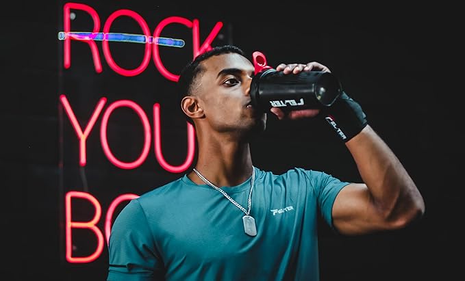 Protein Shaker Bottle – Shaker Bottle for Protein Mixes and Supplement Shakes, Protein Shaker Cup, Stainless Steel Shaker Ball Wire Whisk (Black, 14 - Ounce)