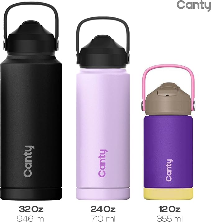 Canty Stainless Steel Water Bottle with Straw, Anti-Slip Base and Giftable Full Colored Box, Great for Travel (Lavender, 32 Oz)