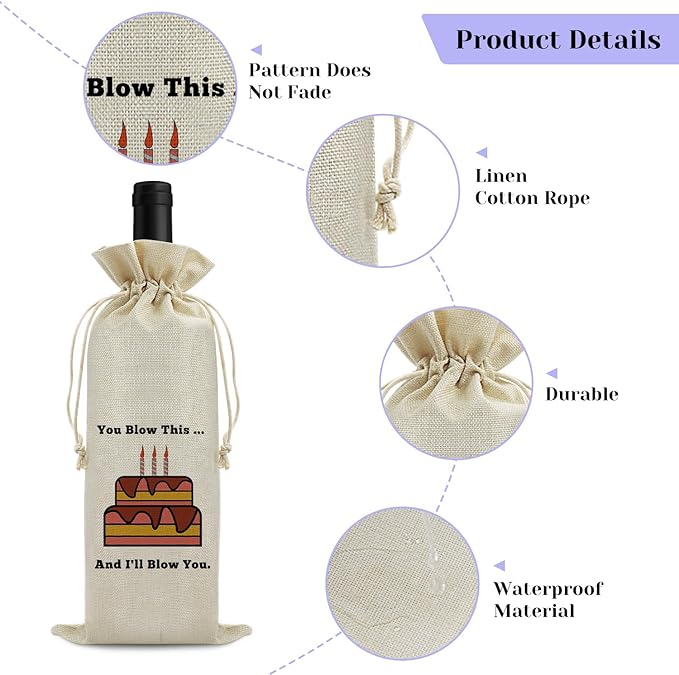 Funny Birthday Gift for Women Wine Bag Birthday Gift Ideas Wine Bag for Men Friend Boss Coworker Teacher Mom Dad Birthday Party Decoration Wine Bag Gifts Pairs Well with Celebrating Birthday Wine Bag