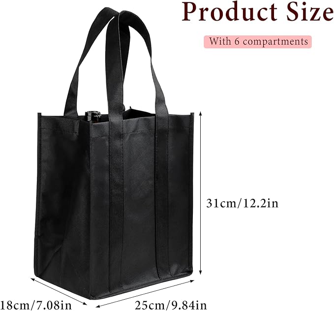 Sliverdew 6 Bottle Wine Carrier Non-Woven Wine Bottle Travel Bags Reusable Wine Gift Tote Bag Portable Wine Bottle Holder Bag with Handle for Picnic Camping