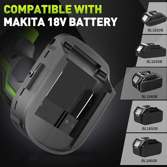 1/2 Impact Gun for Ma-kita 18v Battery, 850Nm (630Ft-lbs) High Torque, Cordless Impact Wrench, 3-Speed, 4 Cr-V Sockets, LED Light, Variable Speeds, Electric Wrench for Car Tire, Mower Lug Nut