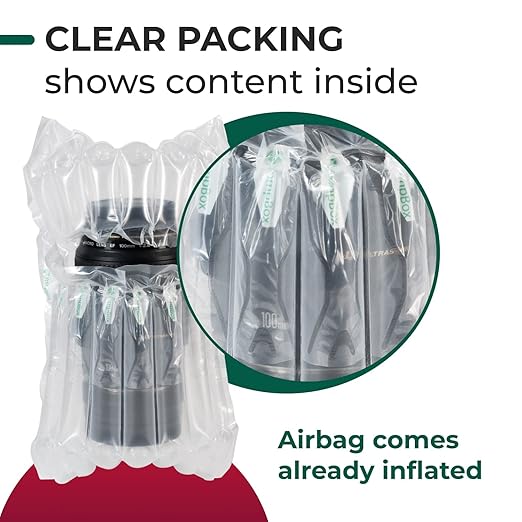 IDL Packaging Inflated 16 oz Bottle Air Bags, Self Sealed, Pack of 5 - Reusable Air Column Bags for Packing, Travel and Shipping - Cushioning Protector for Glass, Ceramic, Breakables
