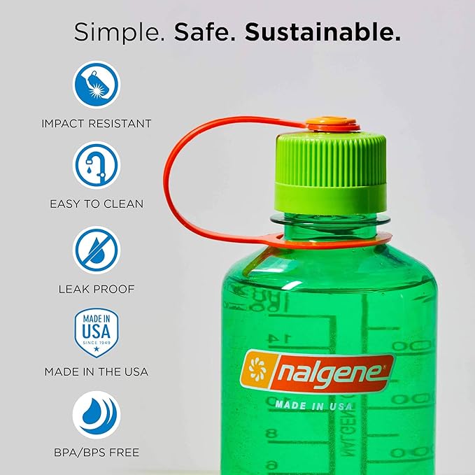 Nalgene Sustain Tritan BPA-Free Water Bottle Made with Material Derived from 50% Plastic Waste, 32 OZ, Wide Mouth