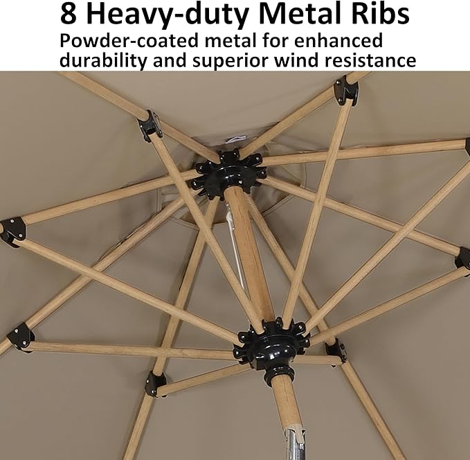 PURPLE LEAF 4' x 6' Market Umbrella Patio Umbrella Outdoor Table Umbrella Aluminum with Push Button Tilt & 8 Sturdy Ribs and Crank Rectangular Outdoor Umbrellas for Pool Backyard Beach, Beige