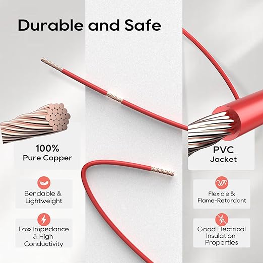 TOPDC 18 Gauge Copper Electrical Wire, 6 Colors, 25FT Each Stranded Wire with PVC Insulation, Silicone Hook up Wire Kit for Car Audio,Automotive Wiring,LED Lighting,etc