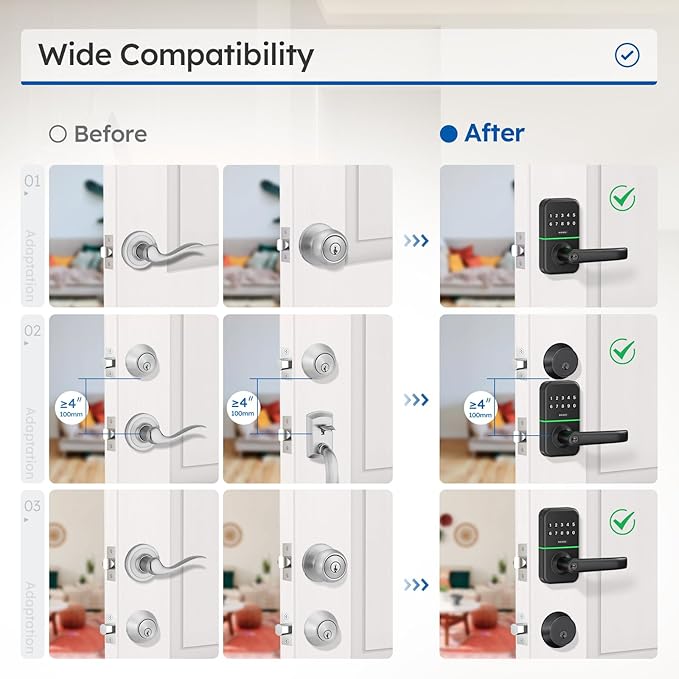 Smart Door Handle Lock with Keypad: Kucacci Keyless Entry Digital Knob for Front Door - Electronic Smart Lock with Keypad - Exterior Code Door Knob - Easy Installation