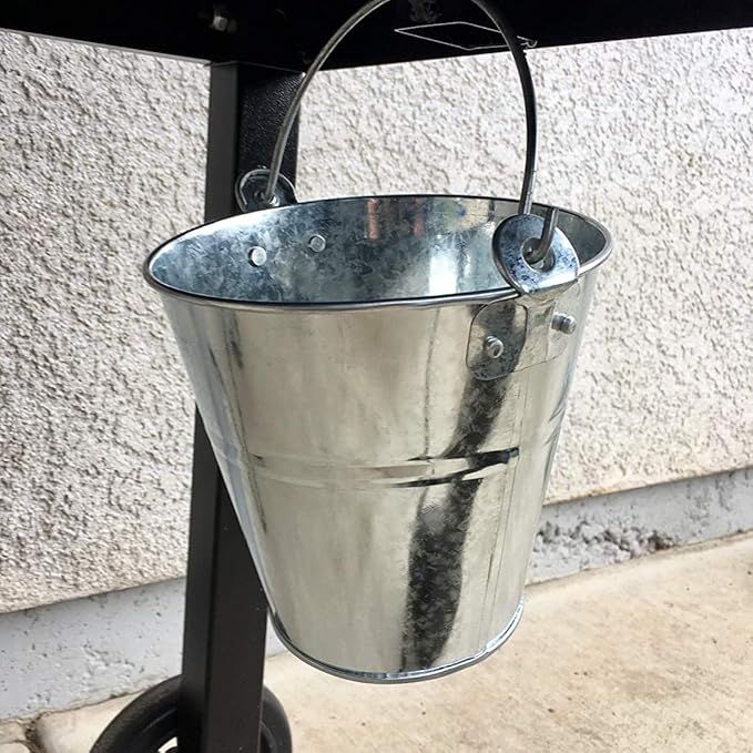 Galvanized Metal Buckets with Chalkboard Stickers and 5.5" Mini Plastic Kitchen Scoops - Set of 6