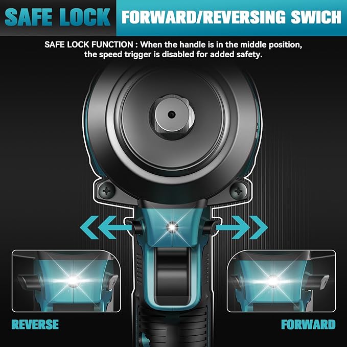 Cordless Impact Wrench 1/2 inch for Makita Battery, 600FT-LBS (810N.m) Brushless Electric Impact Gun Includes LED Work Light, 2100RPM High Torque Impact Driver Wrench, Bare Tool Only