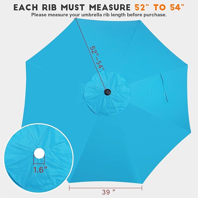 Blissun 9ft Patio Umbrella Replacement Canopy, Market Umbrella Top, Outdoor Table Umbrella Canopy for 8 Ribs, Canopy Only