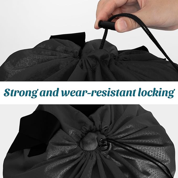 Laundry Bag Backpack Large Travel Laundry Bag with Adjustable Shoulder Straps Portable Laundry Hamper for College, Dorm, Apartment Camp(Black)