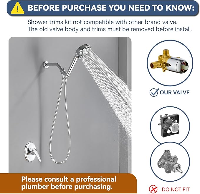 Shower Faucet Set with 7 Functions Handheld Shower Head Filter Shower Combo Set Shower System Shower Trim Kit Chrome Polished