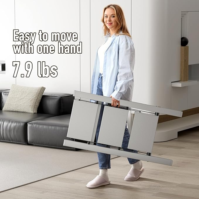 3 Step Ladder,Aluminum Folding Step Stool for Adults,Step Ladder with Wide Anti-Slip Pedal,330 lbs Capacity for Home,Office,Kitchen,Library(Grey)