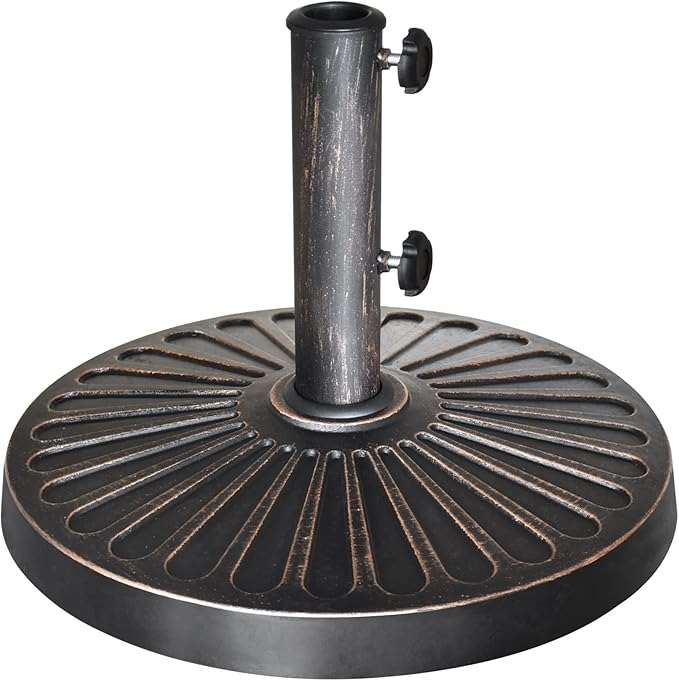 EliteShade USA Umbrella Base Stand Market Patio Outdoor Heavy Duty Umbrella Holder with Concave Radial Pattern,Bronze