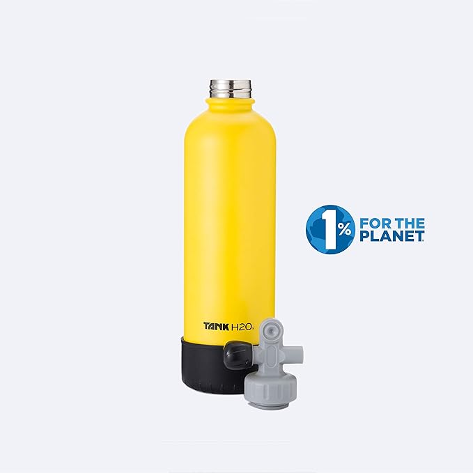 Scuba Tank Vacuum Insulated Water Bottle: Great Gift and Accessory for Scuba Divers | Holds 700mL | Food-Grade Stainless Steel Bottle, BPA-Free Cap, Silicone Boot