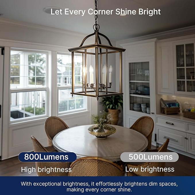 FLSNT 100W Equivalent LED Chandelier Light Bulbs E26 Base, 5000K Daylight Dimmable LED Candelabra Bulbs, 800LM, 6 Pack UL,CA65 Listed.