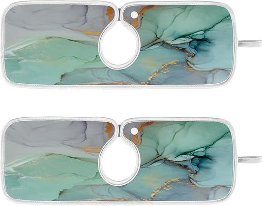 Marble Turquoise Green Faucet Water Catcher Mat 2 Pack Tie Dye Gray Purple Drying Mat Absorbent Bathroom Faucet Handle Drip Catcher Tray Bar RV Kitchen Sink Splash Guard 14x5 Inches