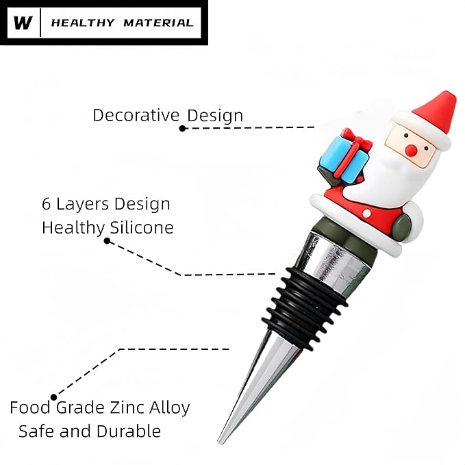 Xmas Decorative Wine Stopper,Cool Wine Bottle Stoppers for Glass Bottles,Crystal Bottle Stopper Fits Standard Bottles,Fancy Decors Wine Tools (Xmas1)