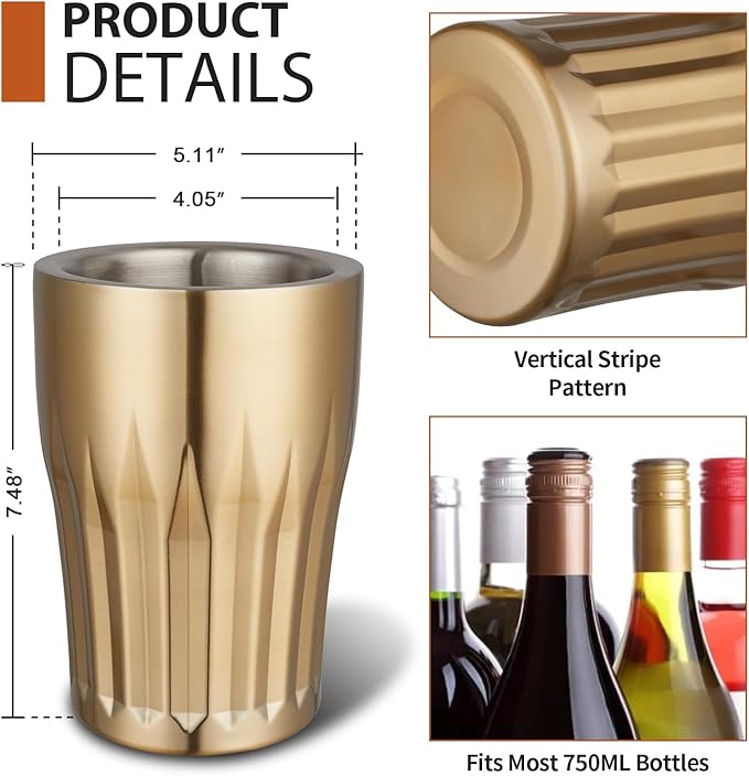 Gold Wine Chiller Vertical Stripe Pattern Wine Bottle Cooler