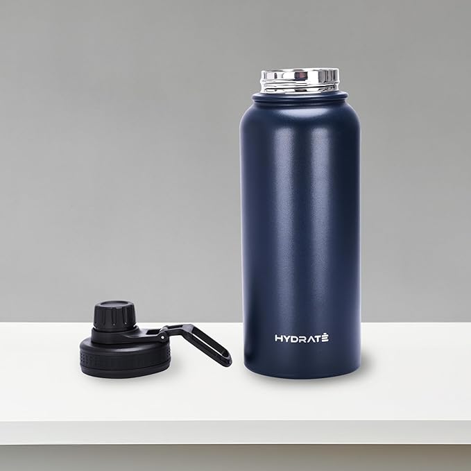 HYDRATE Insulated Stainless Steel Water Bottle - Large Reusable Flask with Leak-Proof Design and Convenient Handle - Double Vacuum Insulation for School, Work, or Adventure