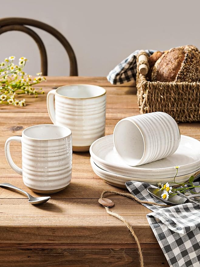 LE TAUCI Coffee Mugs 15 oz,Ceramic Mug Set, Coffee Cups for Latte, Hot Tea, Cappuccino, Mocha, Cocoa, Dishwasher Safe, Suit For Housewarming Wedding- 3.5 inch, Set of 4, Arctic White