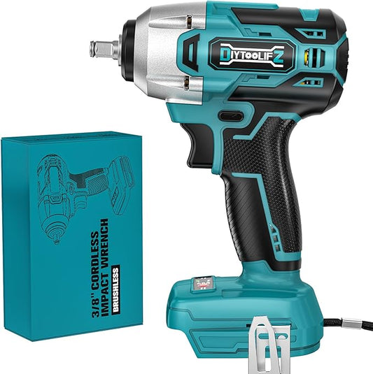 Cordless Impact Wrench Compatible with Makita 18v Battery: 250Ft-lbs(340N.m) 3/8" Brushless Electric Impact Gun, 2400RPM High Torque Impact Driver, Power Impact Wrench, Bare Tool Only