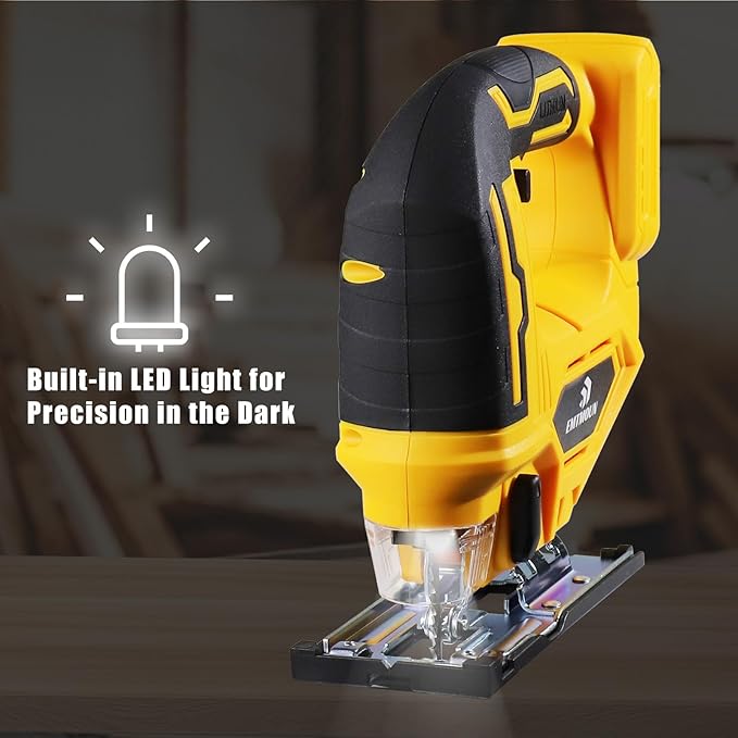 Cordless Jig Saw Compatible with Dewalt 20V Max Battery, Brushless Jigsaw For 3 Orbital Settings, 3200RPM, 0-45° Bevel Cuts, Jigsaw Tool with LED Light (Battery Not Included)