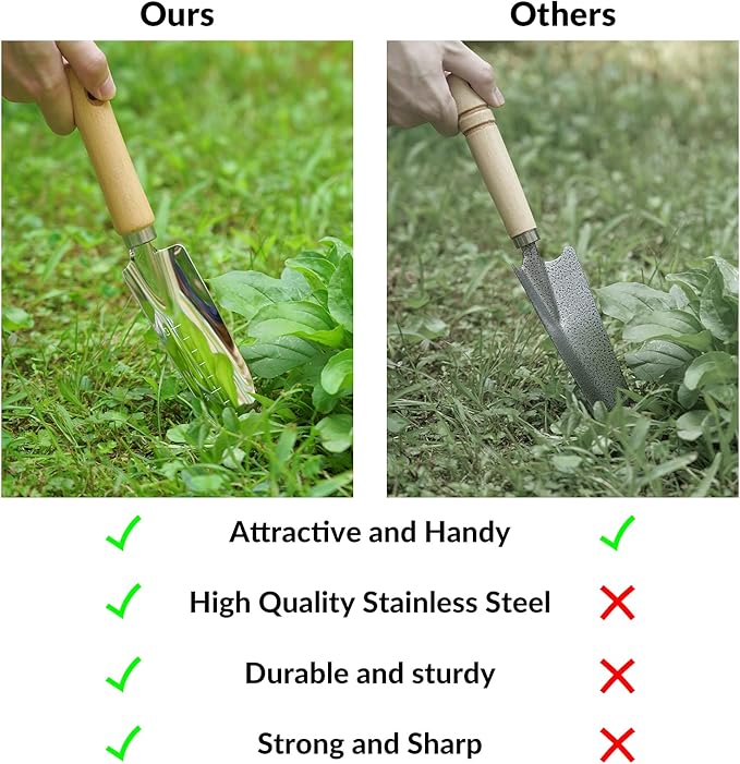 SOLIGT Garden Tools Set with Basket, Heavy Duty Stainless Steel Gardening Hand Tool with Wood Handle, Pruning Shears, Gloves - Perfect Gardening Gifts Planting Supplies for Women Men