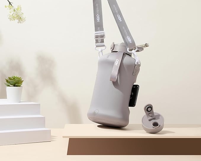 H2O Capsule 2.2L Half Gallon Water Bottle with Storage Sleeve and Covered Straw Lid – BPA Free Large Reusable Drink Container with Handle - Big Sports Jug, 2.2 Liter (74 Ounce)